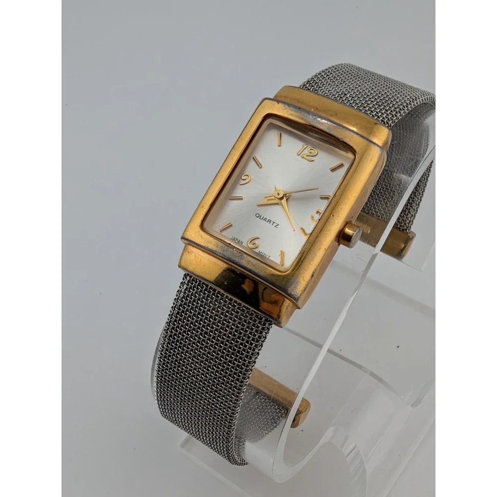 Vintage Avon Women's Watch 21mm Case Silver Mesh Metal Bangle Band- New Battery